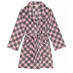 Victoria's Secret Pink Plaid Short Plush Robe size XS new with tags in‎ pkg